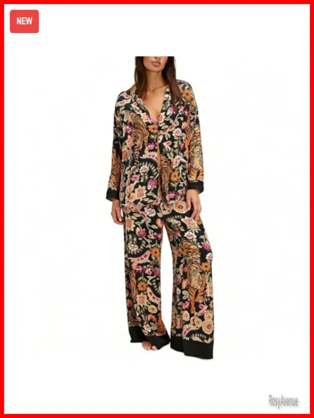 Women Satin Pajama Set 2 Piece Lounge Set Button Down Long Sleeve Wide Leg